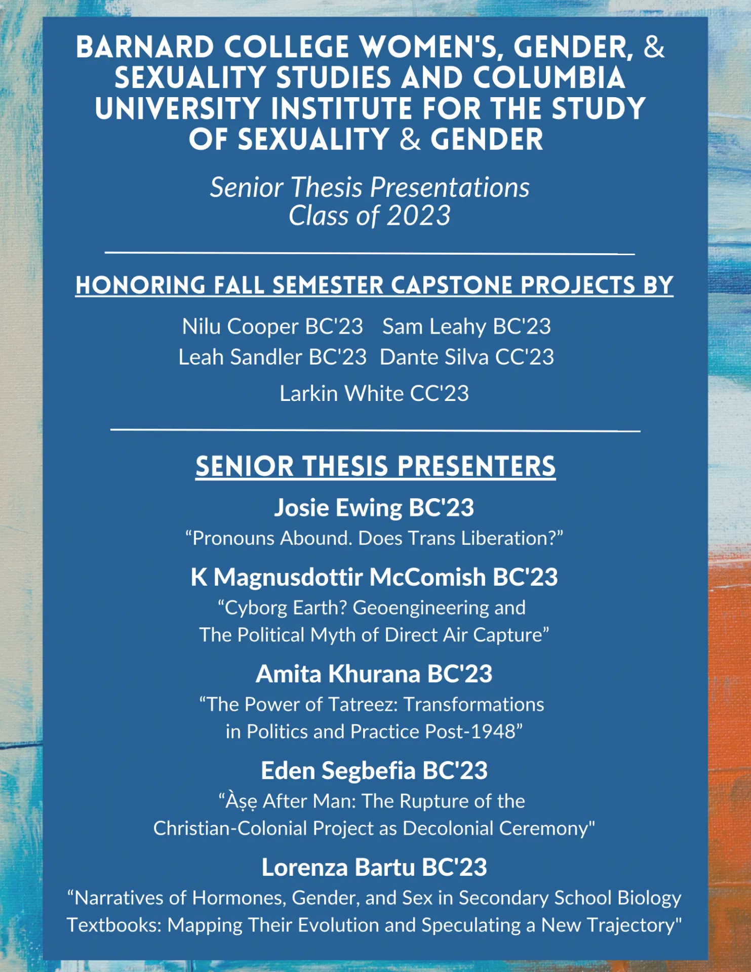 Image of WGSS Senior Presentations Program